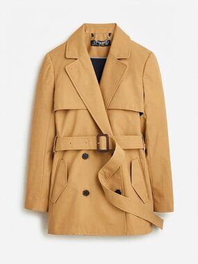 J. Crew Cropped Icon Trench Coat in Honey Brown Size 6